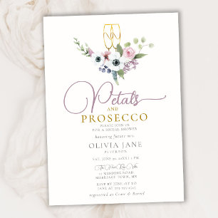 Boho Petals Prosecco Anemones Guld Möhippa Inbjudningar