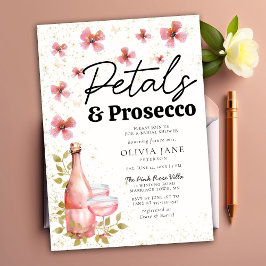 Boho Petals Prosecco Whimsical Flora Möhippa Inbjudningar