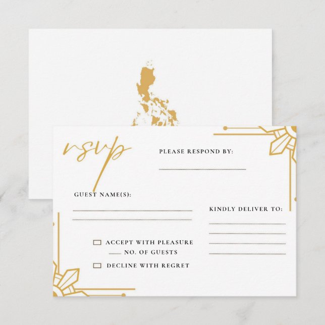 Boho Philippines Sol Bröllop OSA Card Filipino Kort (Fram/baksida)