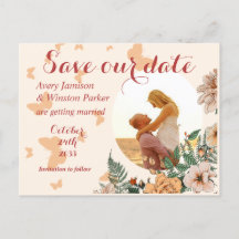 Boho Photo Blommigt Buttery Save the Date