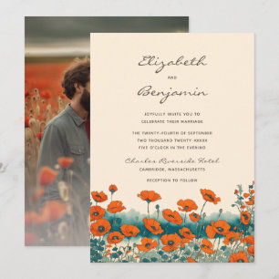 Boho Photo Blommigt Wildblomma Bröllop Inbjudningar
