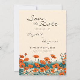Boho Photo Blommigt Wildblomma Rustic QR-kod Spara Datumet