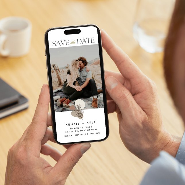 Boho Photo Bröllop spara datum Datumet (Boho Photo Wedding Save the Date)