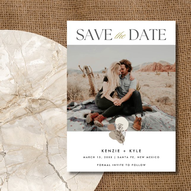 Boho Photo Bröllop spara datum Spara Datumet (Boho Photo Wedding Save the Date)
