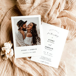 Boho Photo bröllopsinbjudan, Modern Minimalist Inv Inbjudningar