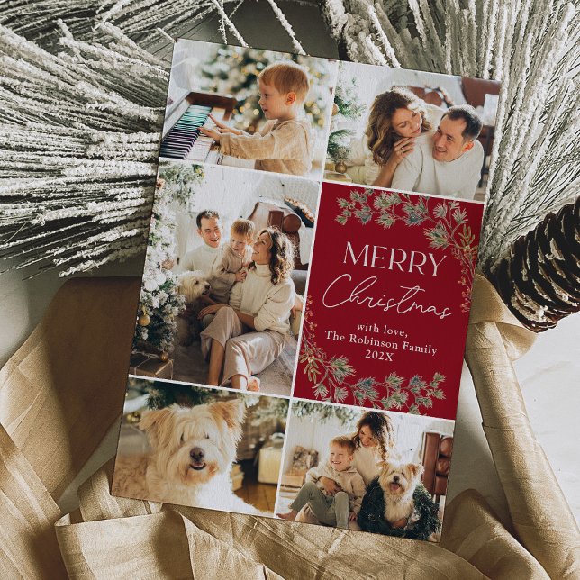 Boho Photo Collage God jul Helgdag Card Julkort (Skapare uppladdad)