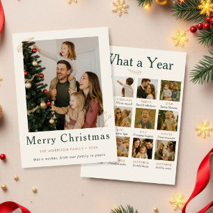 Boho Photo Collage What a Year Family jul Julkort