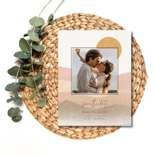 Boho Photo Desert Bröllop spara datum Meddelande Vykort