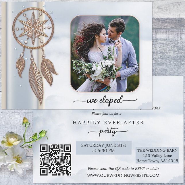 Boho Photo Dreamcatcher lyckligtvis allt efter Par Inbjudningar (Skapare uppladdad)