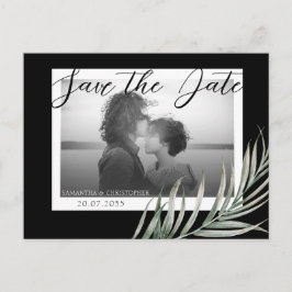 Boho Photo Foliage Black & White Spara datumet Vykort