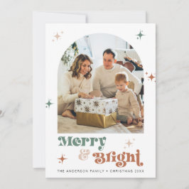 Boho Photo jul Card Merry och Bright Helgdag Julkort