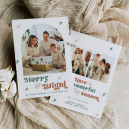 Boho Photo jul Card Merry och Bright Helgdag Julkort