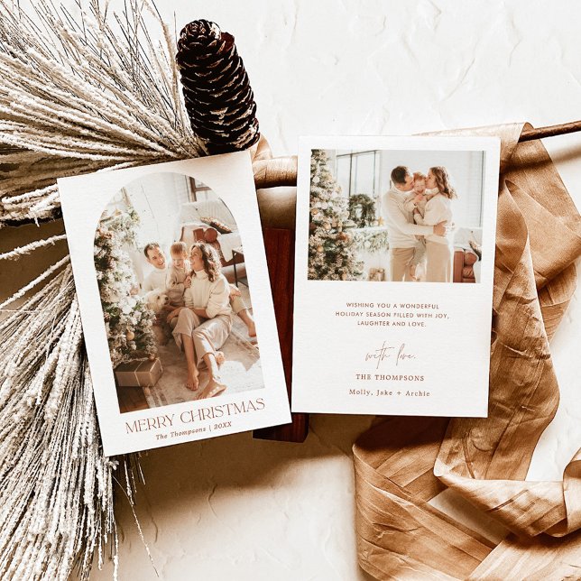 Boho Photo jul Card | Terracotta Helgdag Inbjudningar (Skapare uppladdad)