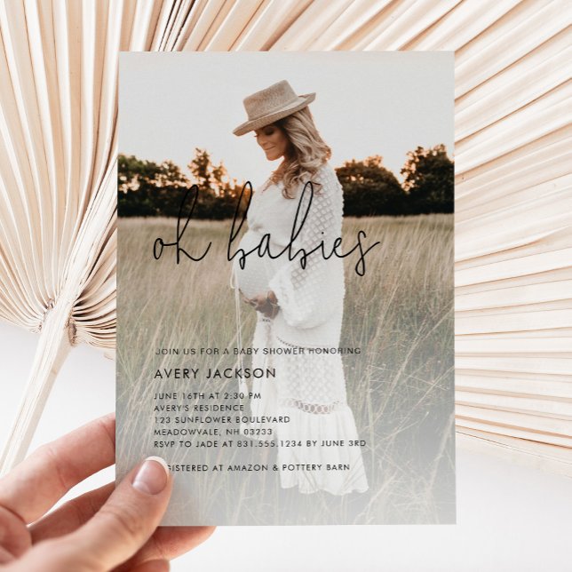 Boho Photo Oh Spädbarn Baby Shower Inbjudningar (oh babies twins baby shower invitation)