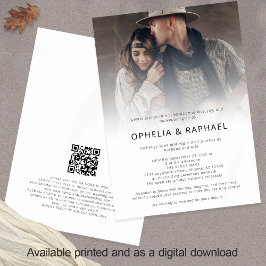 Boho Photo Overlay QR-kod Bohemian Bröllop Inbjudningar