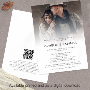 Boho Photo Overlay QR-kod Bohemian Bröllop Inbjudningar