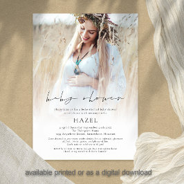 Boho Photo Overlay Script Bohemian Baby Shower Inbjudningar