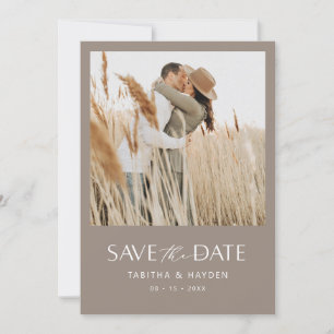 Boho Photo Save Date Card Minimalist Bröllop Spara Datumet