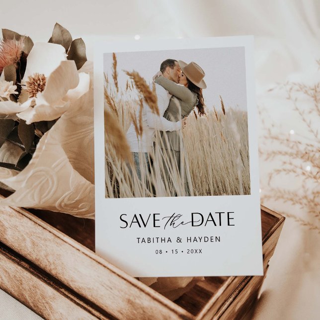 Boho Photo Save Date Card Minimalist Bröllop Spara Datumet (Skapare uppladdad)