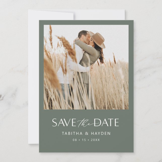 Boho Photo Save Date Card Minimalist Bröllop Spara Datumet (Framsida)