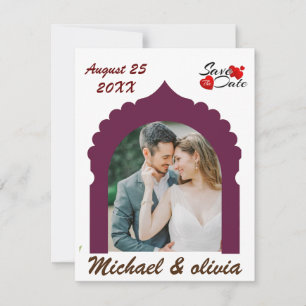 Boho Photo Save Date   Modern minimalist Inbjudningar