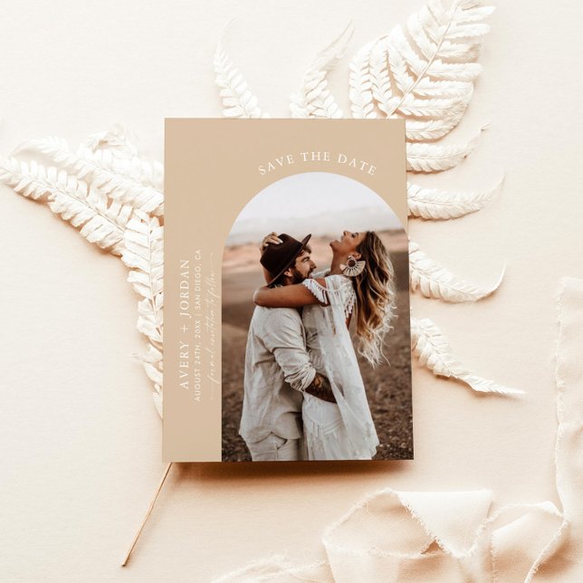 Boho Photo Save Date | Moderna minimalistkort Inbjudningar (Skapare uppladdad)