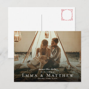 Boho Photo Save The Date Marockanska Röda Kakelpla Vykort