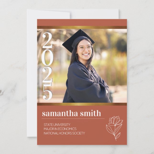 Boho Photo Studenten Inbjudningar (Baksida)