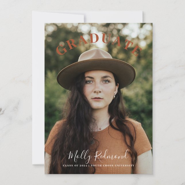 Boho Photo Studenten-meddelande Inbjudningar (Framsida)