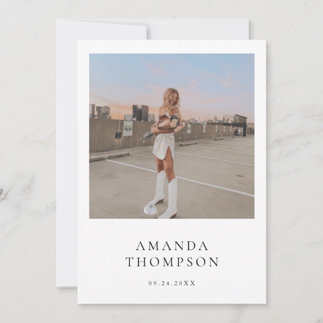 Boho Photo Sweet 16:e födelsedag, modern, minimali Inbjudningar (Framsida)