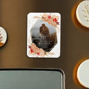 Boho Photo Terracotta Bröllop spara datum Magnet