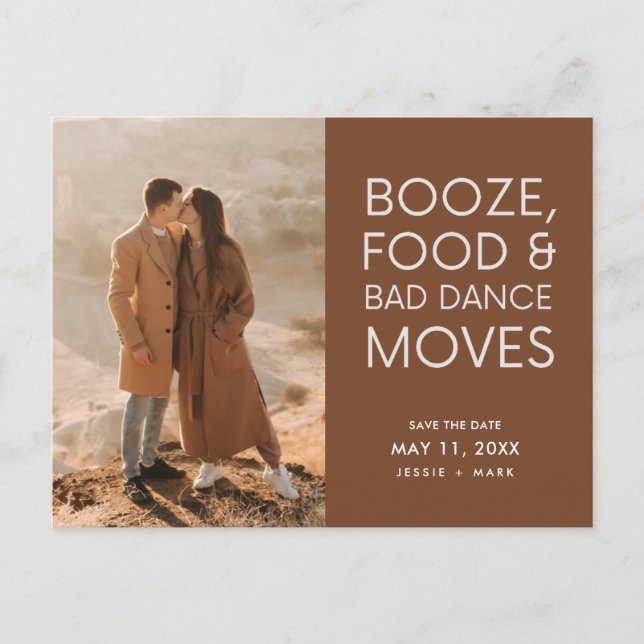 Boho Photo Terracotta Bröllop spara datum Meddelande Vykort (Framsida)