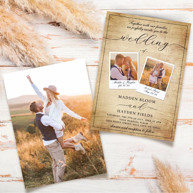 Boho Photo Wedding Bjud in Modern Rustic Inbjudningar (Skapare uppladdad)