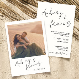 Boho Photo Wedding Bjuder in modernt, minimalistis Inbjudningar