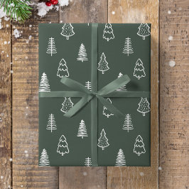 Boho Pine Trees Modern Christmas Minimalist Forest Presentpapper