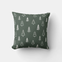 Boho Pine Trees Modern Winter Forest Dark Green Kudde