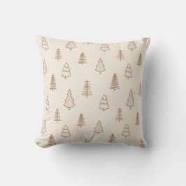 Boho Pine Trees Modern Winter Forest Neutral Beige Kudde