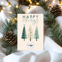 Boho Pines Custom Logo Holiday Business Thank You Julkort