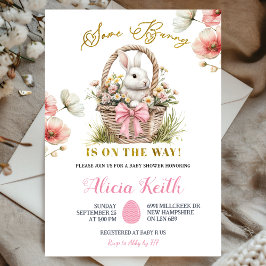 Boho Pink Bow Floral Easter Bunny Baby Shower Inbjudningar