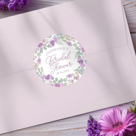 Boho Pink Floral Wreath Bridal Shower Runt Klistermärke