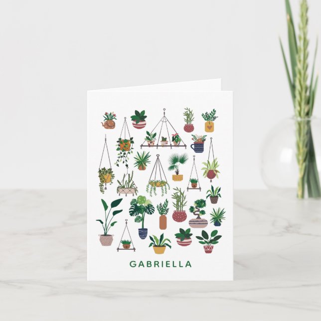 Boho Plant Dam Illustration Art Personlig Anteckningskort (Framsida)