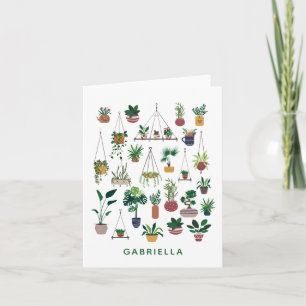 Boho Plant Dam Illustration Art Personlig Anteckningskort