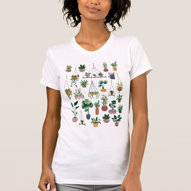 Boho Plant Dam Illustration Art T Shirt (Framsida)