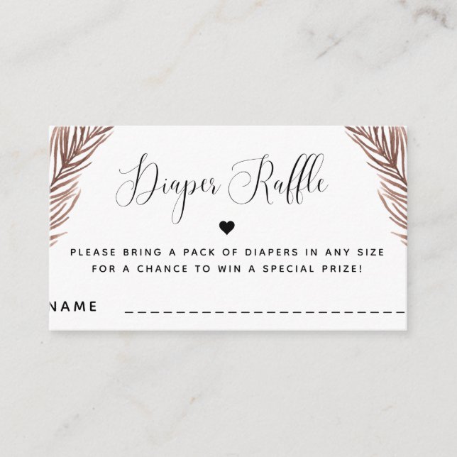 Boho Plant Heart Summer Baby Shower Raffle Tilläggskort (Framsida)