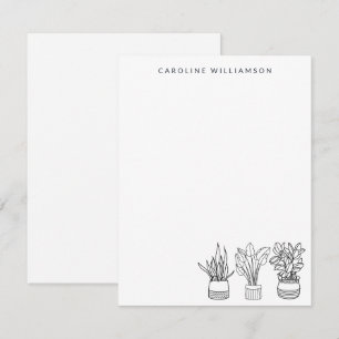 Boho Plant Minimal Line Art Teckning Personlig Anteckningskort