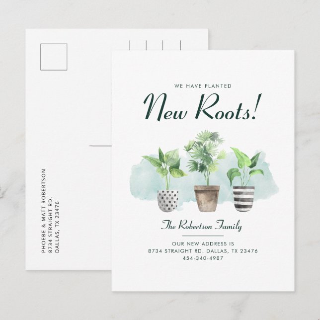 Boho Plants Change of Adress Flytta Meddelande Vykort (Fram/baksida)