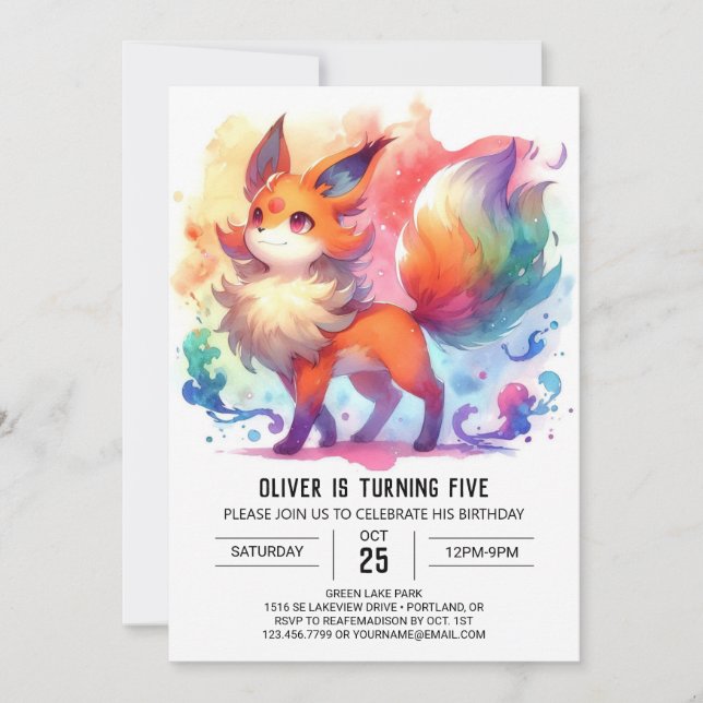 Boho Playful Fox Birthday Inbjudningar (Framsida)