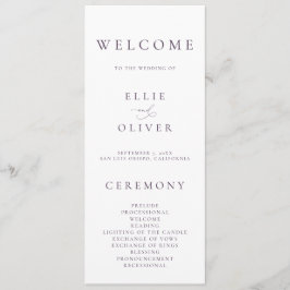 Boho Plum Lila Elegant minimalist Bröllop Program