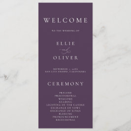Boho Plum Lila Elegant minimalist I Bröllop Program