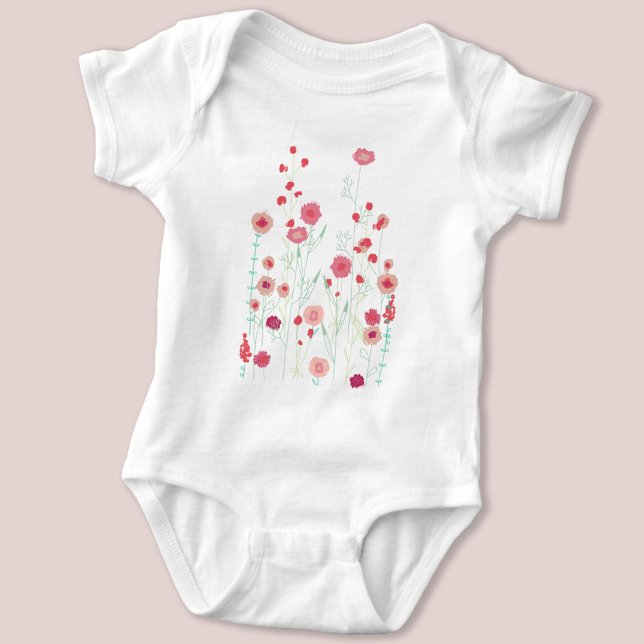 Boho Plymouth Vild Flowers Modern Painting T Shirt (Modern wildflower art baby bodysuit)